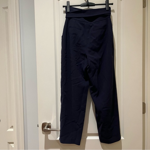 Aritzia Wilfred Feuille Navy Pleated Tie Waist Trouser Pants - Picture 6 of 14
